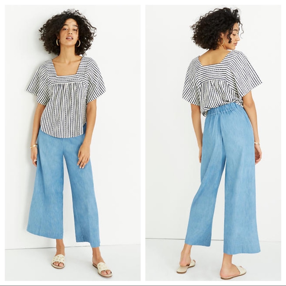 Madewell Pull-On Gaucho Crop Pant light blue NWOT - Picture 4 of 7
